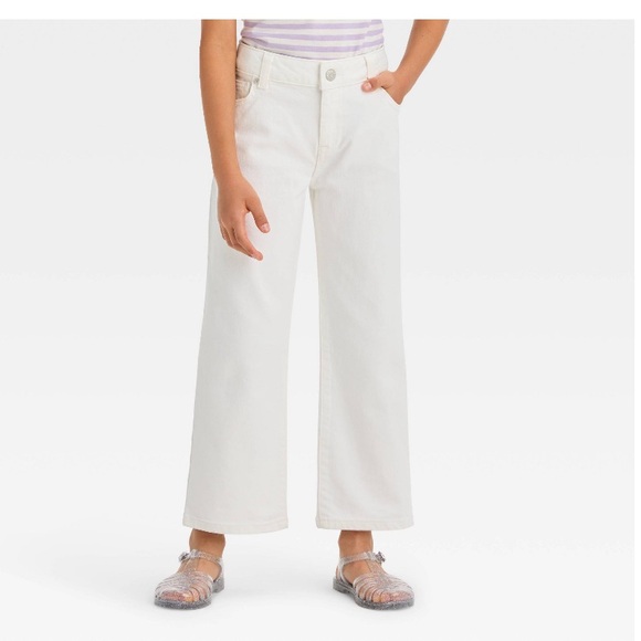 cat & Jack Girls Wide Leg Crop Stretch Jeans Size 12 - Picture 3 of 5